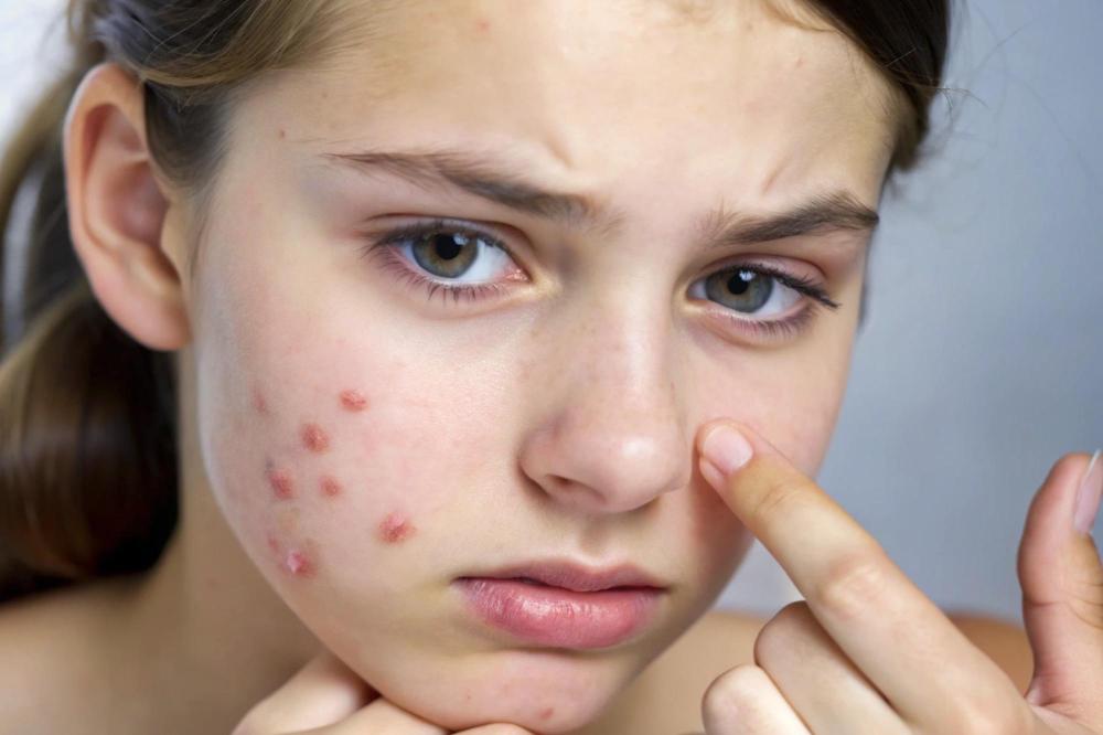 A professional dermatologist examining skin closely with magnifying glass in clinical setting.