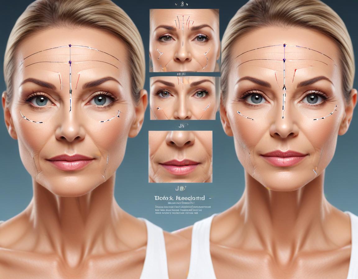 ภาพแสดงแผนภูมิหน่วยโบท็อกซ์ที่แนะนำ พร้อมจุดฉีดบนใบหน้า