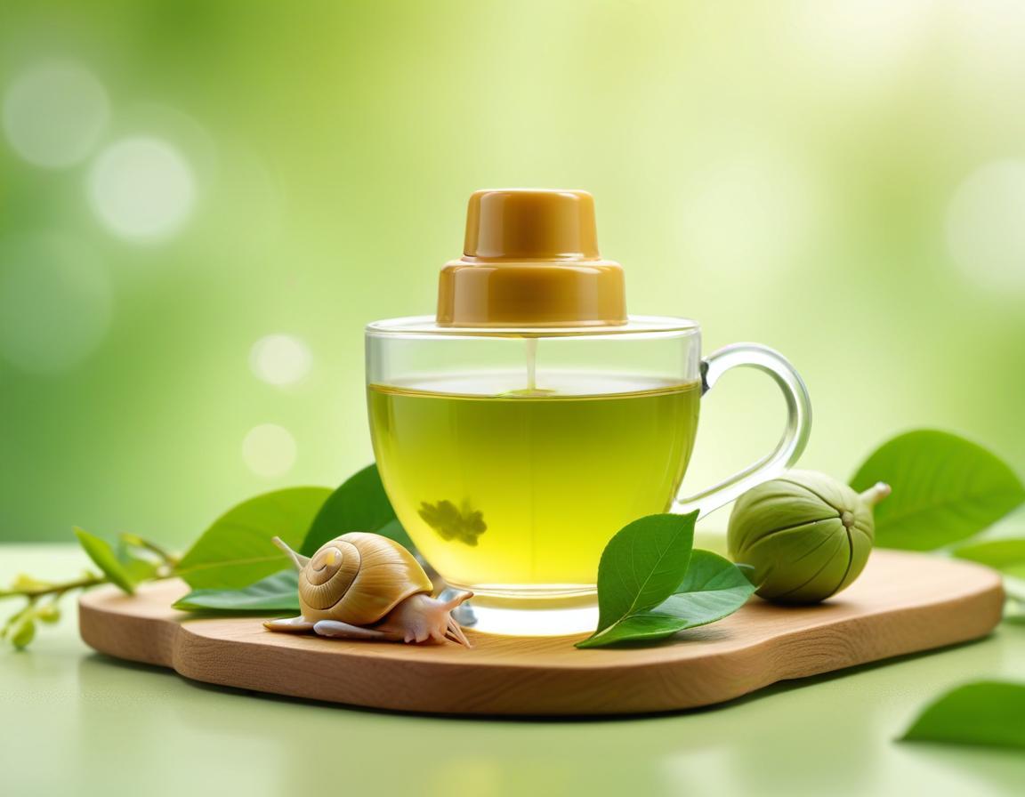 ขวดน้ำตบชาเขียวหอยทาก พร้อมข้อความ