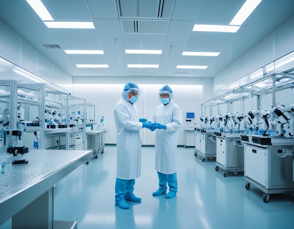 กระบวนการผลิต Botox ที่ละเอียดอ่อนด้วยเทคโนโลยีขั้นสูงในโรงงานที่ใหญ่.