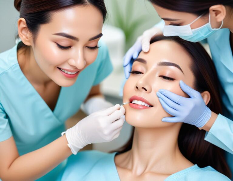 ภาพสลับ Before และ After มุมซ้ายล่าง ร่องแก้มก่อนหลังลด แสงนุ่ม ผิวใส ใบหน้ากลาง ธรรมชาติ