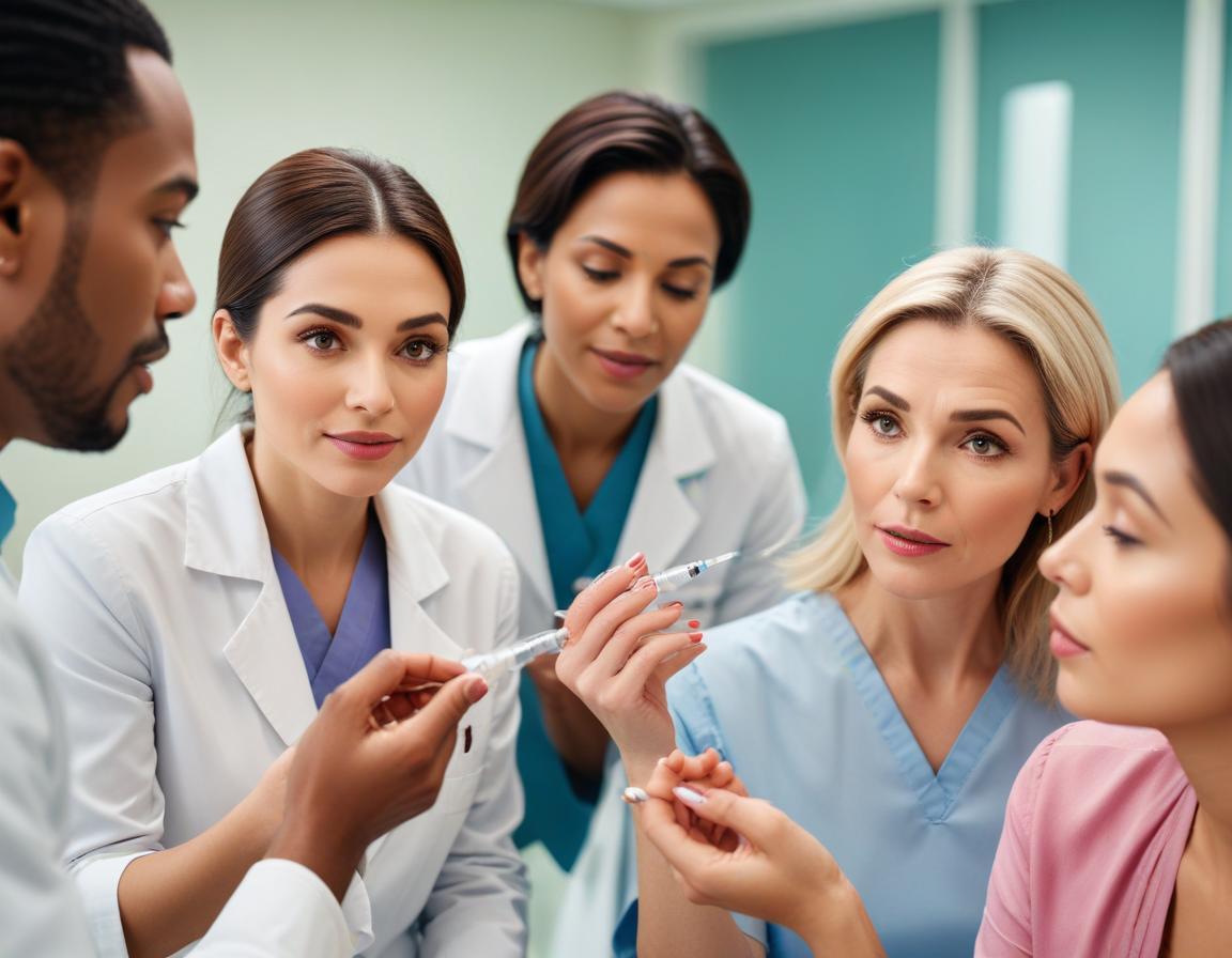 แพทย์ผิวหนัง กำลัง ประเมิน ผลิตภัณฑ์ ฟิลเลอร์ จาก หลากหลาย แบรนด์ เปรียบเทียบ สูตร ที่ ดี ที่สุด