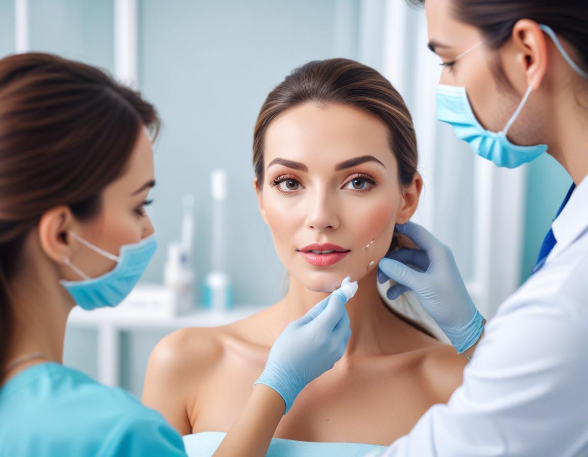 ริมฝีปากหญิง หลังฉีดฟิลเลอร์ บวมเล็กน้อย กำลังรับการดูแลด้วยเจลเย็น บาล์ม โดยแพทย์ มืออาชีพ ในคลินิกสะอาด แสงนุ่ม โทนขาวฟ้า