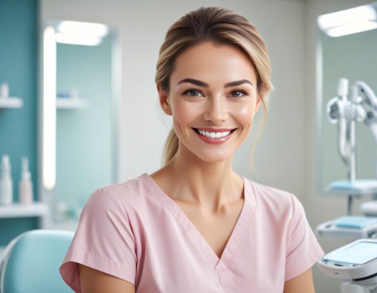 แพทย์ คลินิก ความงาม ปรึกษา ผู้ป่วย ฟิลเลอร์: คำถาม ความ ปลอดภัย บน โต๊ะ กระจก แท็บเล็ต 3D