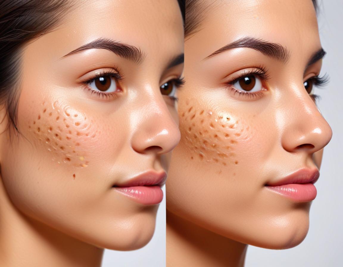 ภาพ แสดง ผลลัพธ์ ก่อน หลัง Pico Laser รักษา หลุม สิว แบบ Rolling ชัดเจน ผิว ผสม