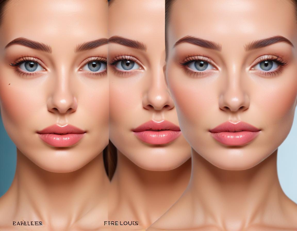 ผู้หญิง มั่นใจ มี ริมฝีปาก และ หน้าผาก ฟิลเลอร์ ทำให้ ดู อิ่ม ฟู