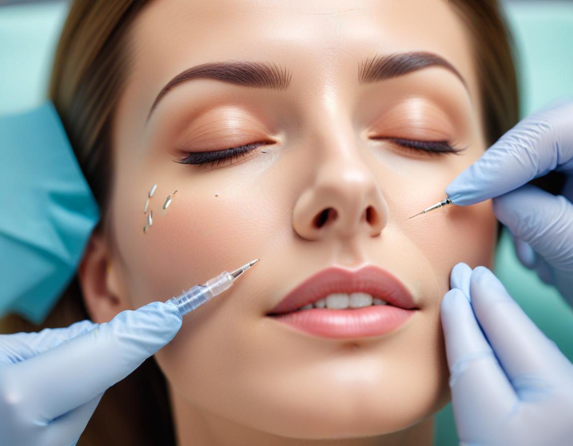 แพทย์ผิวหนัง กำลัง ฉีด โบท็อกซ์ ที่ จมูก เพื่อ ลด ริ้วรอย ปีกจมูก