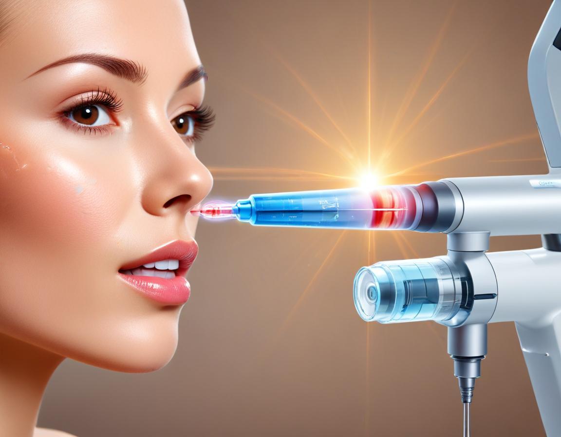 ภาพ ใกล้ เครื่อง Fractional CO2 laser ใช้ รักษา หลุม สิว บน ผิว แห้ง